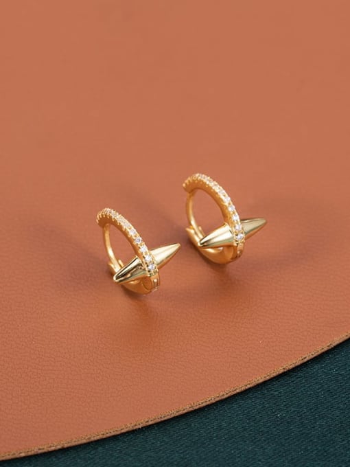 ES2318 [Gold] 925 Sterling Silver Cubic Zirconia Geometric Minimalist Huggie Earring